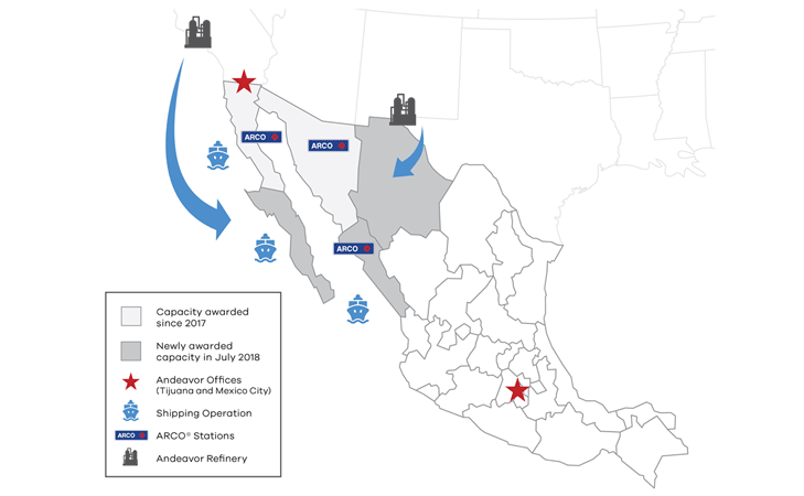 Andeavor awarded additional pipeline and storage capacity in Mexico
