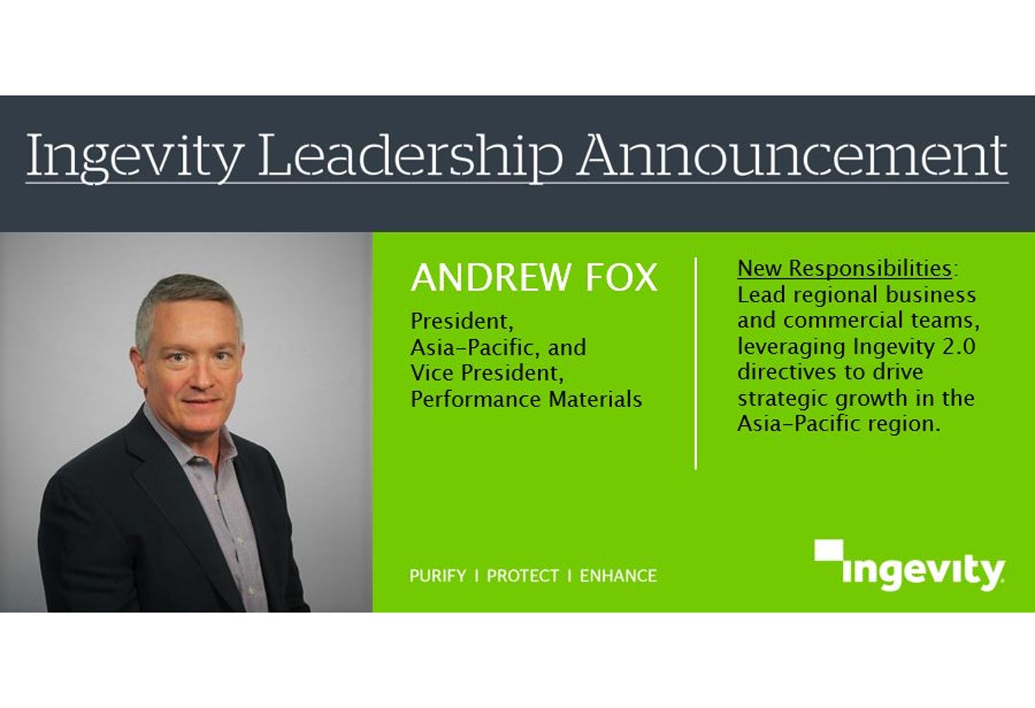 Ingevity appoints Andrew Fox as president for Asia Pacific